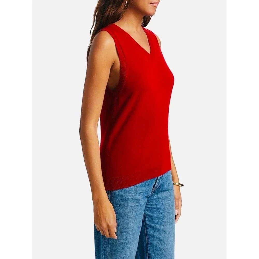 Reformation Reese Red Cashmere Blend V Neck Tank XS EUC